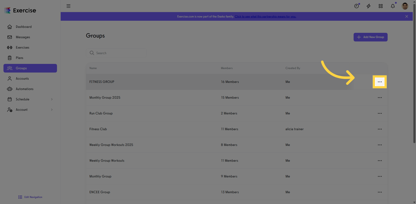Group name link in the group list used to open group details.