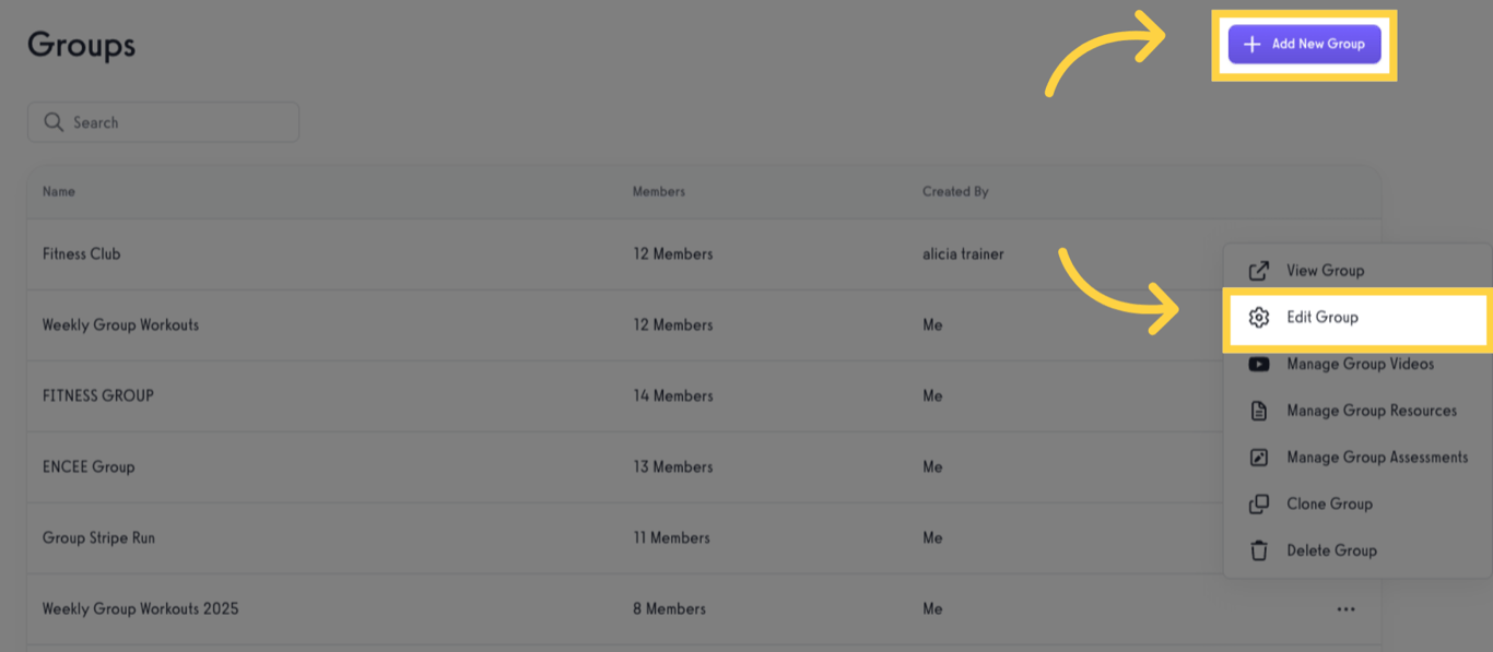 Create new or edit a group