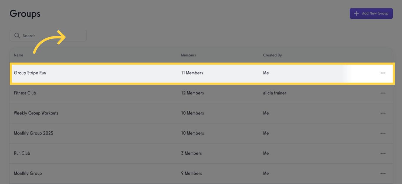 Select and click a group to edit
