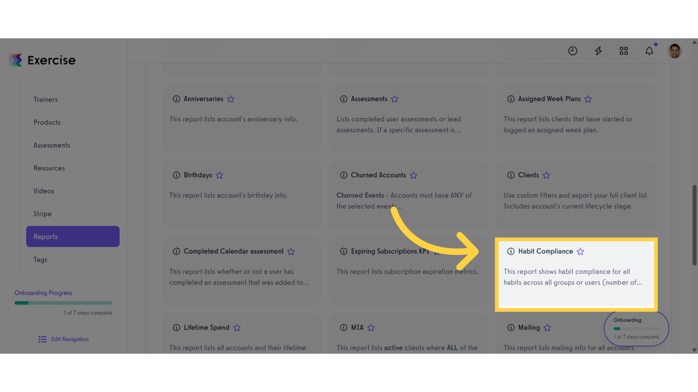 Click 'Habit Compliance'