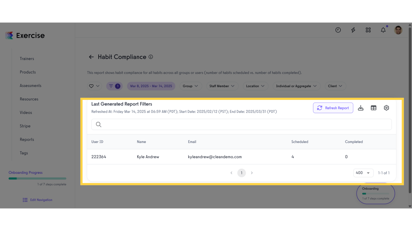 View the generated report