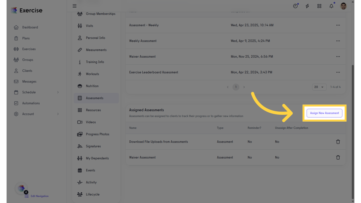 Click 'Assign New Assessment.'