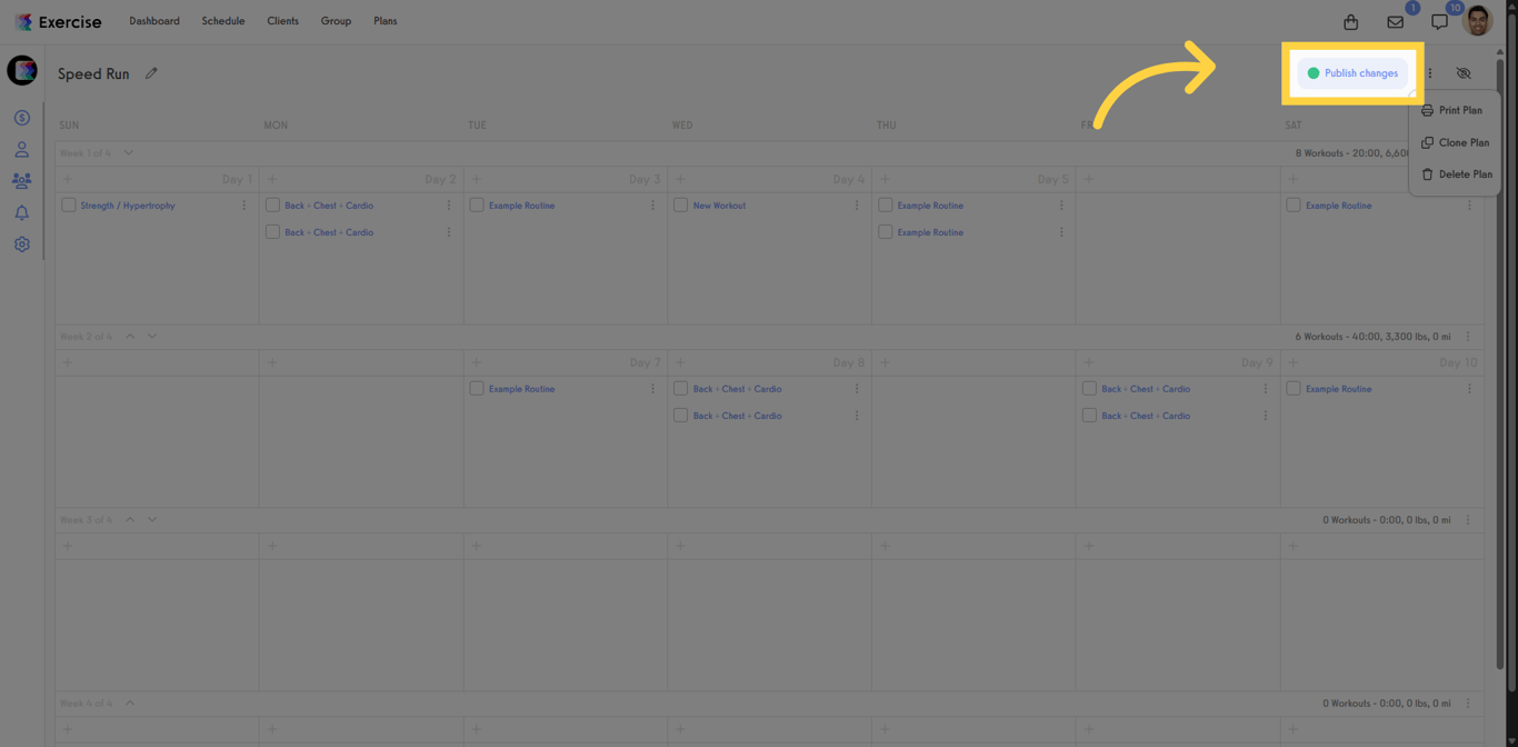 Screenshot showing the Publish Changes button.