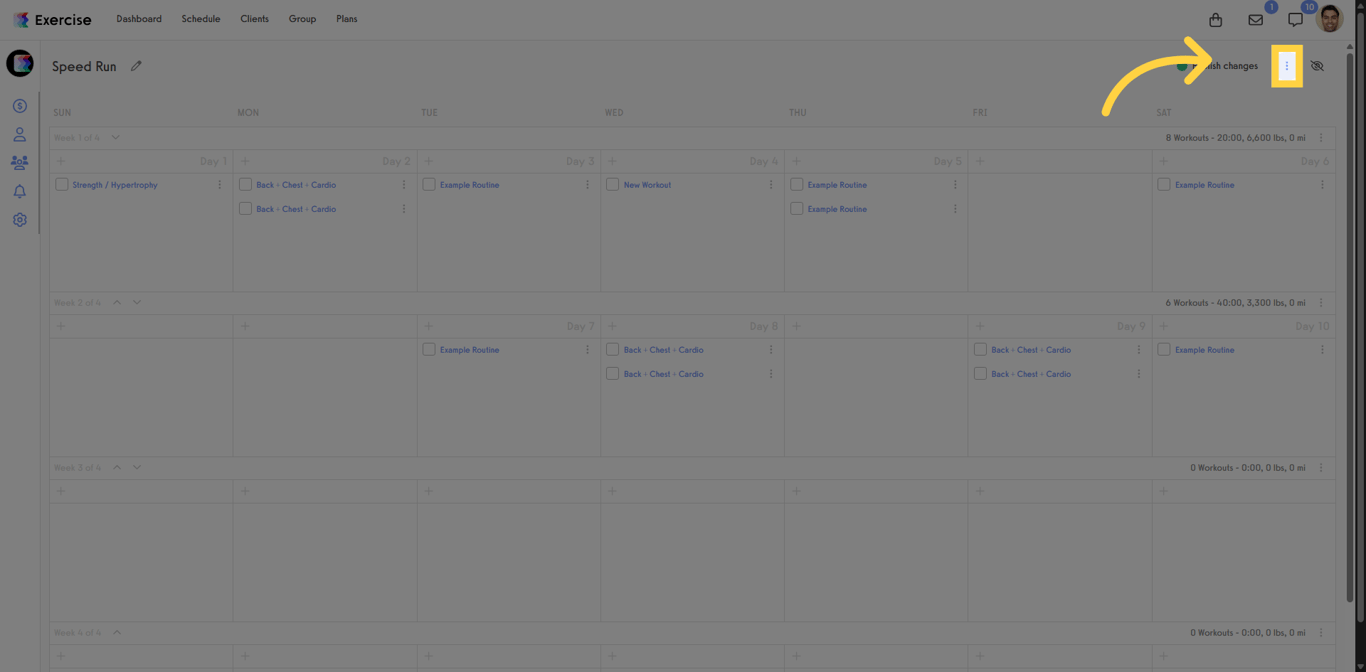 Screenshot showing where to open publishing settings.