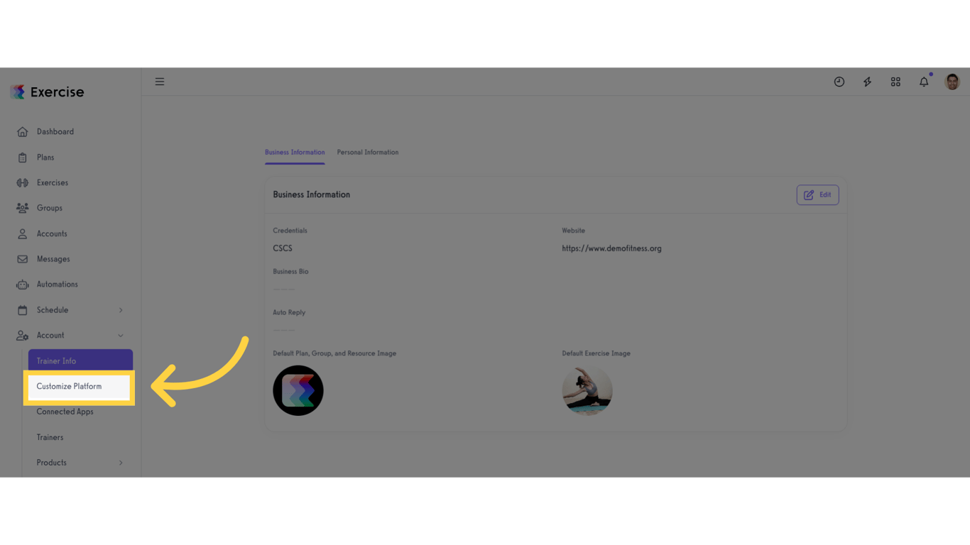 Click 'Customize Platform'