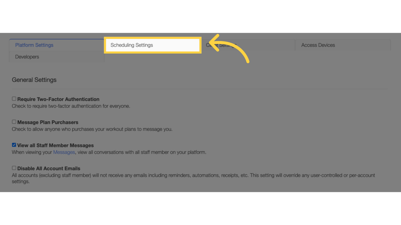 Click 'Scheduling Settings' tab