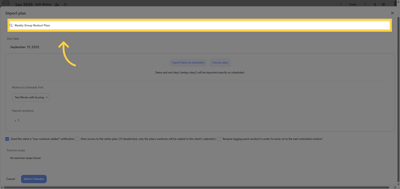 Search for a plan to import.