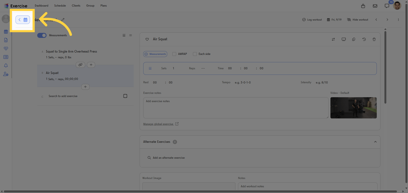 Click the Back icon.