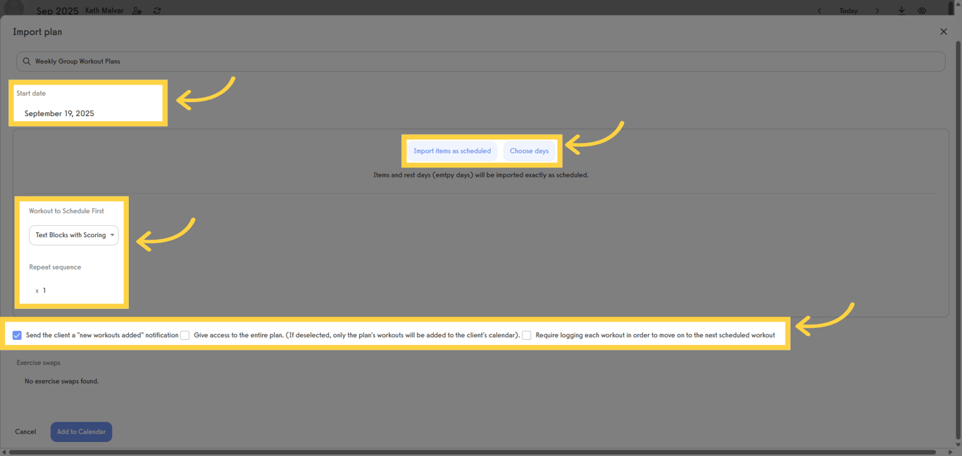 Select or update schedule.
