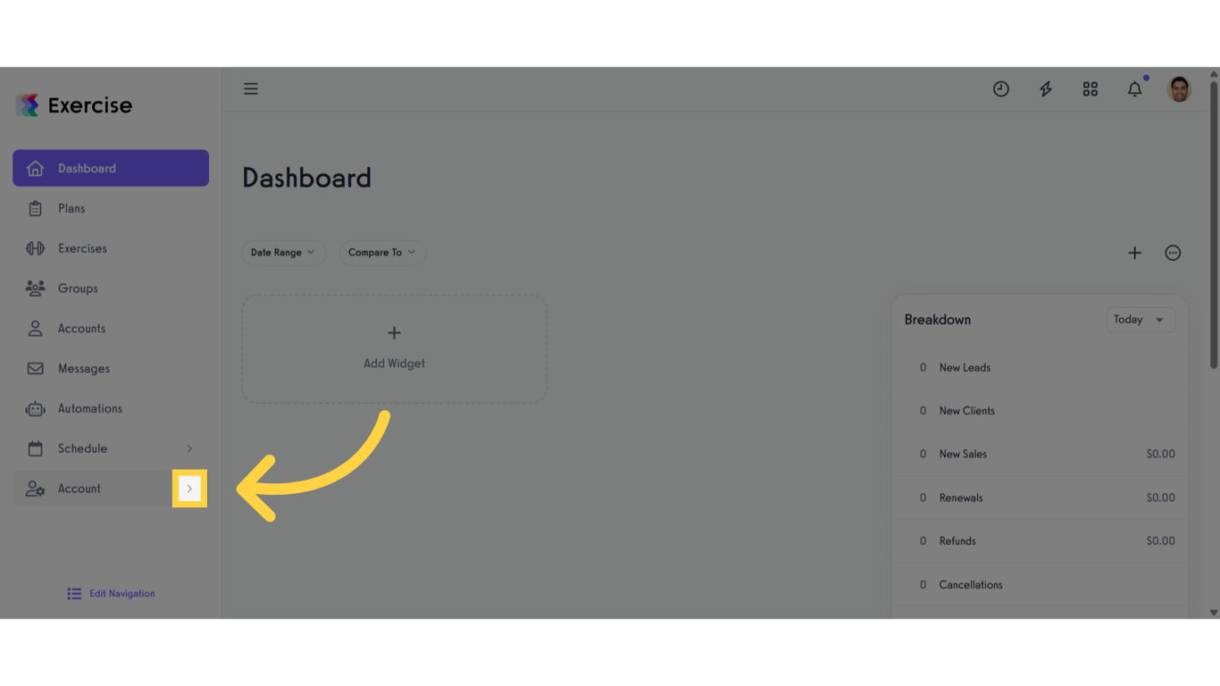 Click the arrow menu