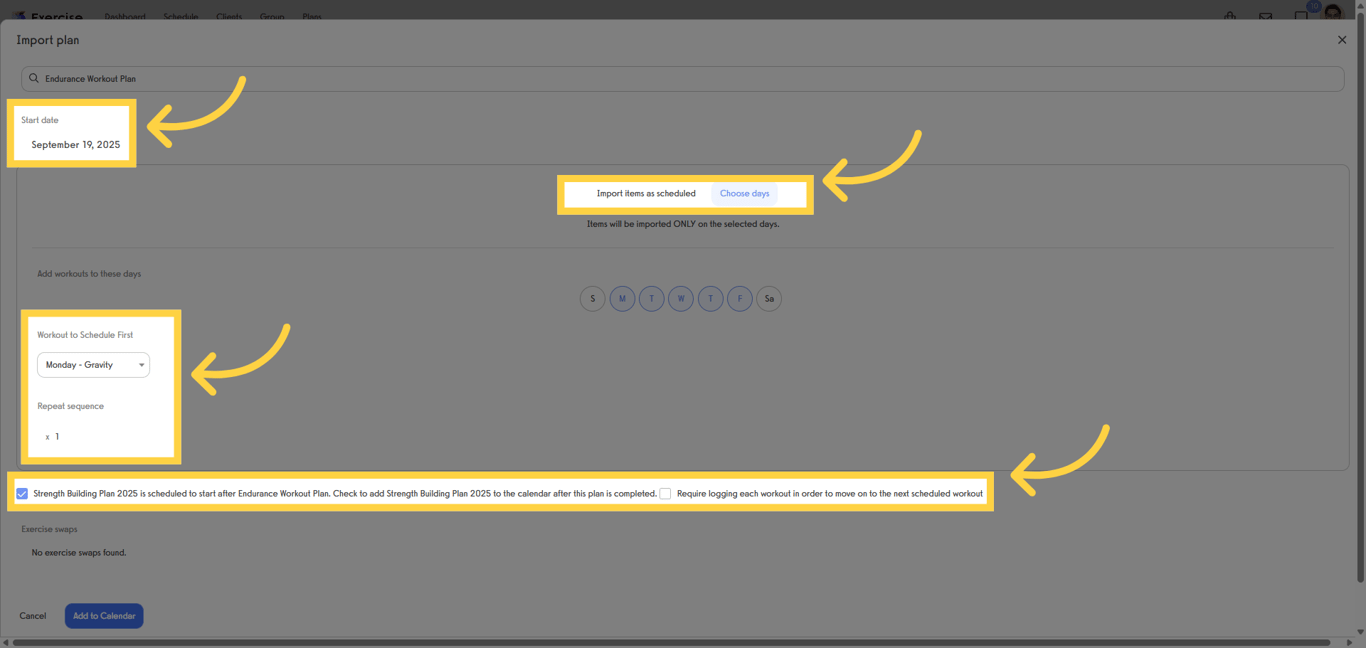 Select or update schedule.