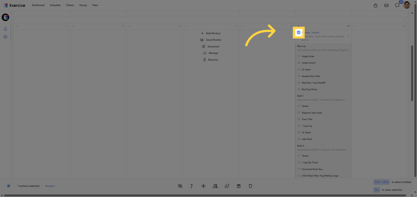 Customizing the Workout Schedule.
