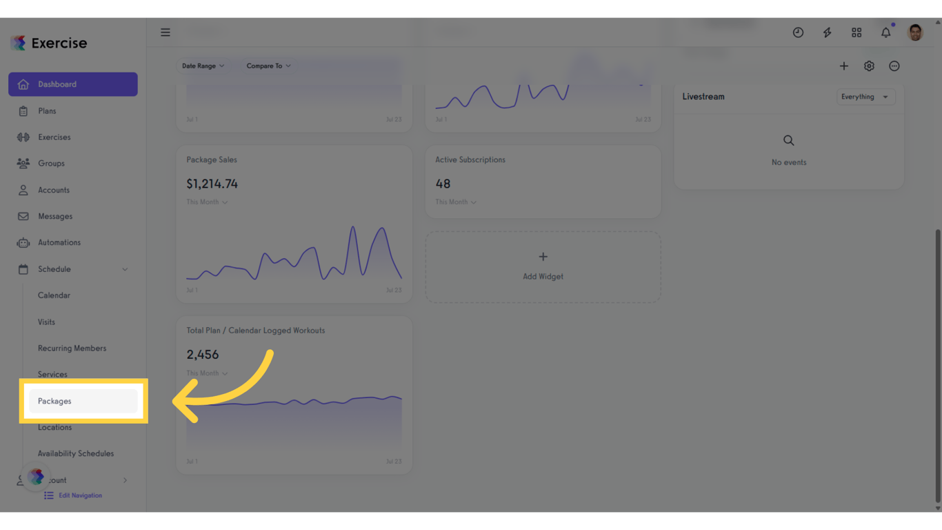 Click 'Packages' tab in the left sidebar.