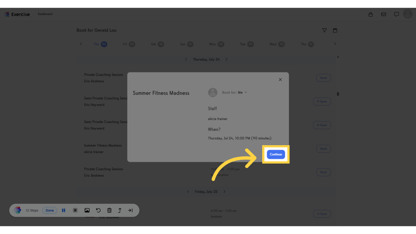 In the popup modal, click “Continue” to proceed.