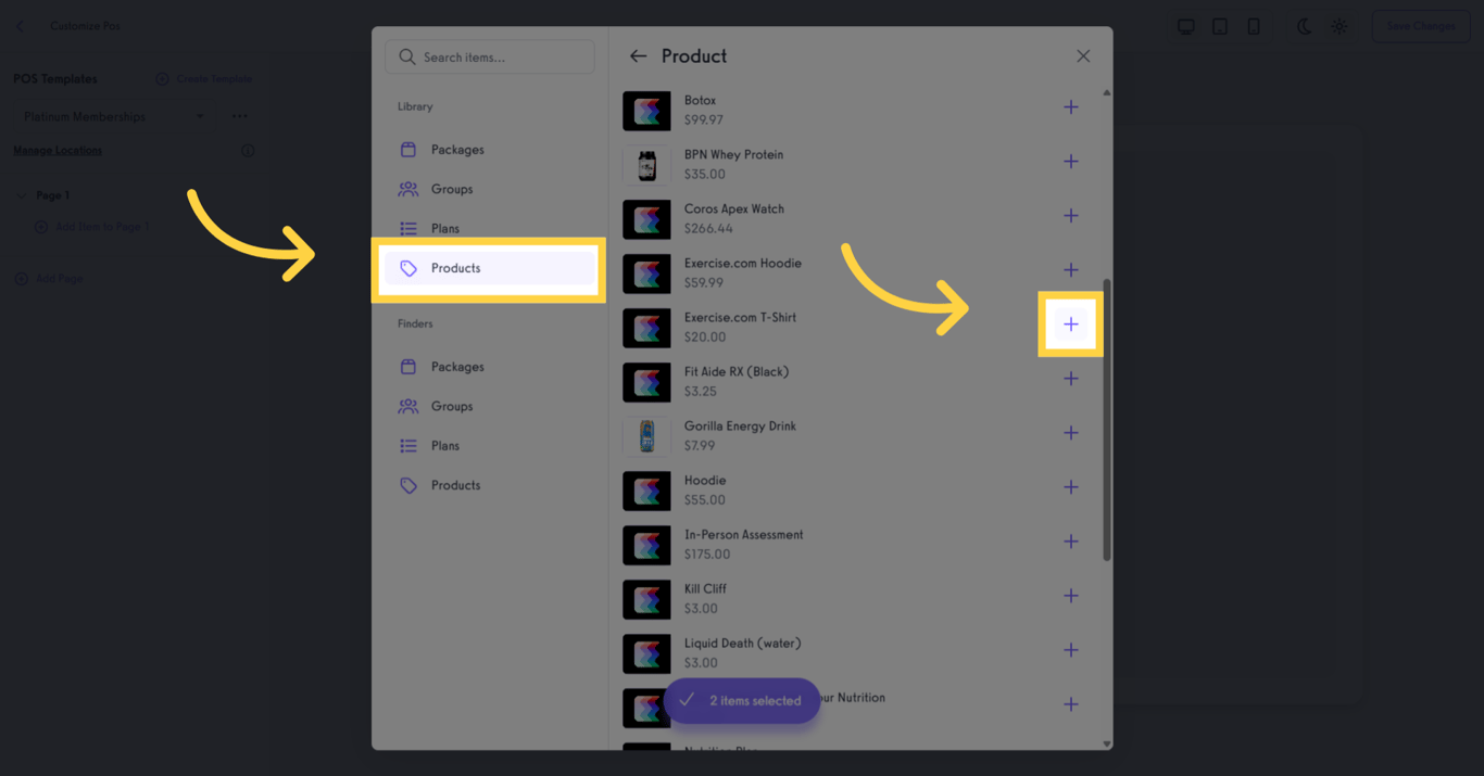 Screenshot showing how to select a product variant.