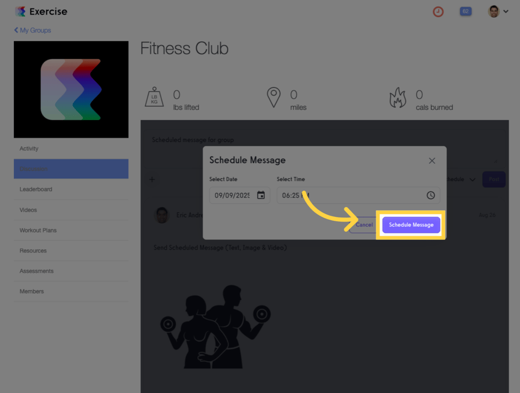 Click 'Schedule Message'