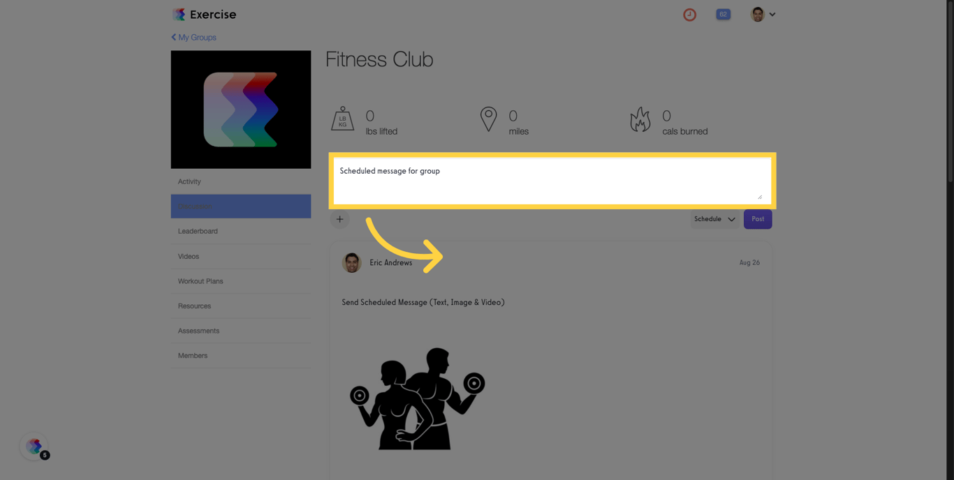 Add a message in the Discussion text box