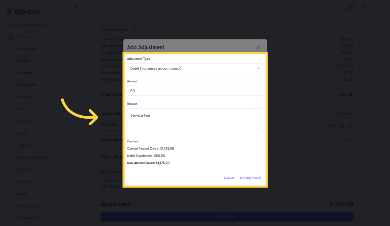 Add Adjustment Details