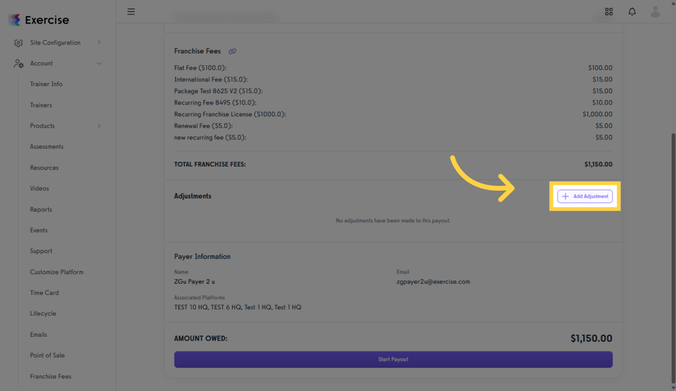 Initiate Add Adjustment