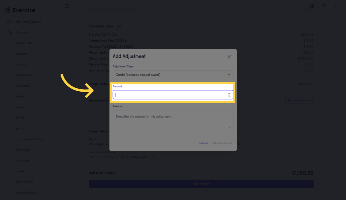 Input Adjustment Amount