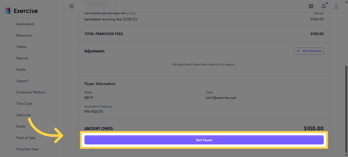 Start the Payout Process.