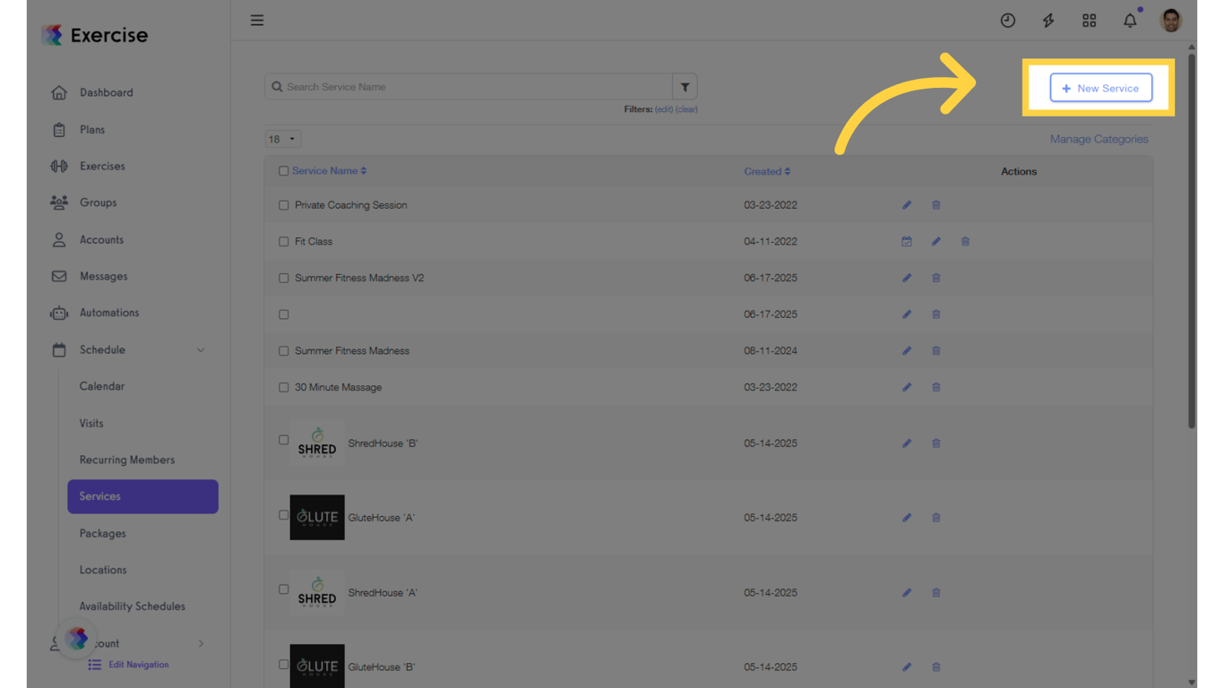 Click 'New Service.'
