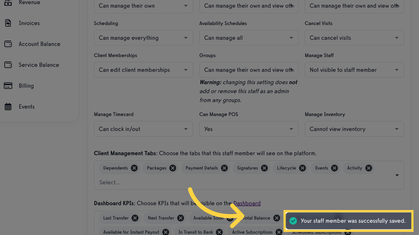 Verify the confirmation message.