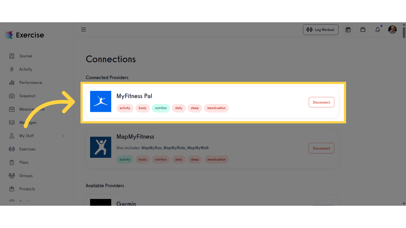 View Connected Providers