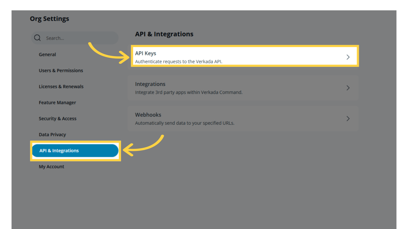 Select 'API & Integrations' then API Keys.