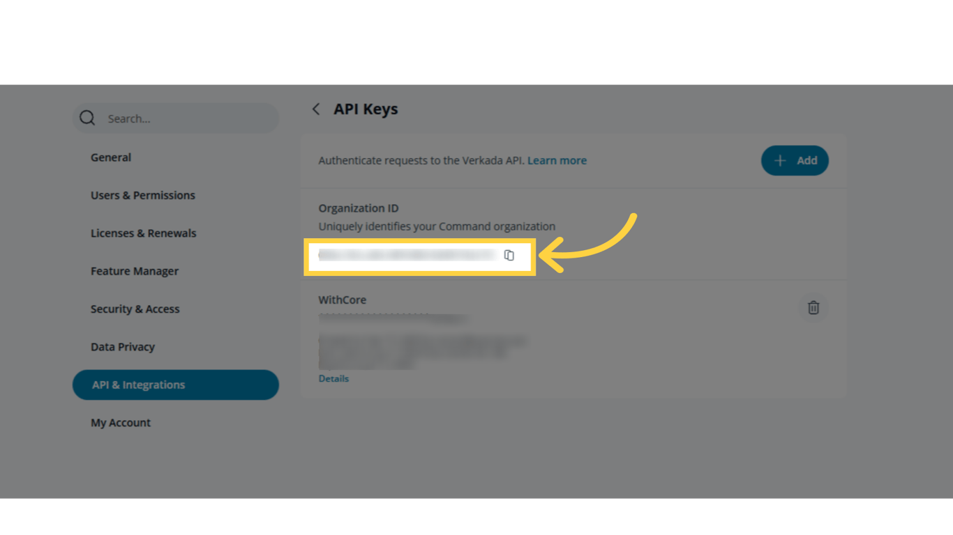 Copy the Organization ID.