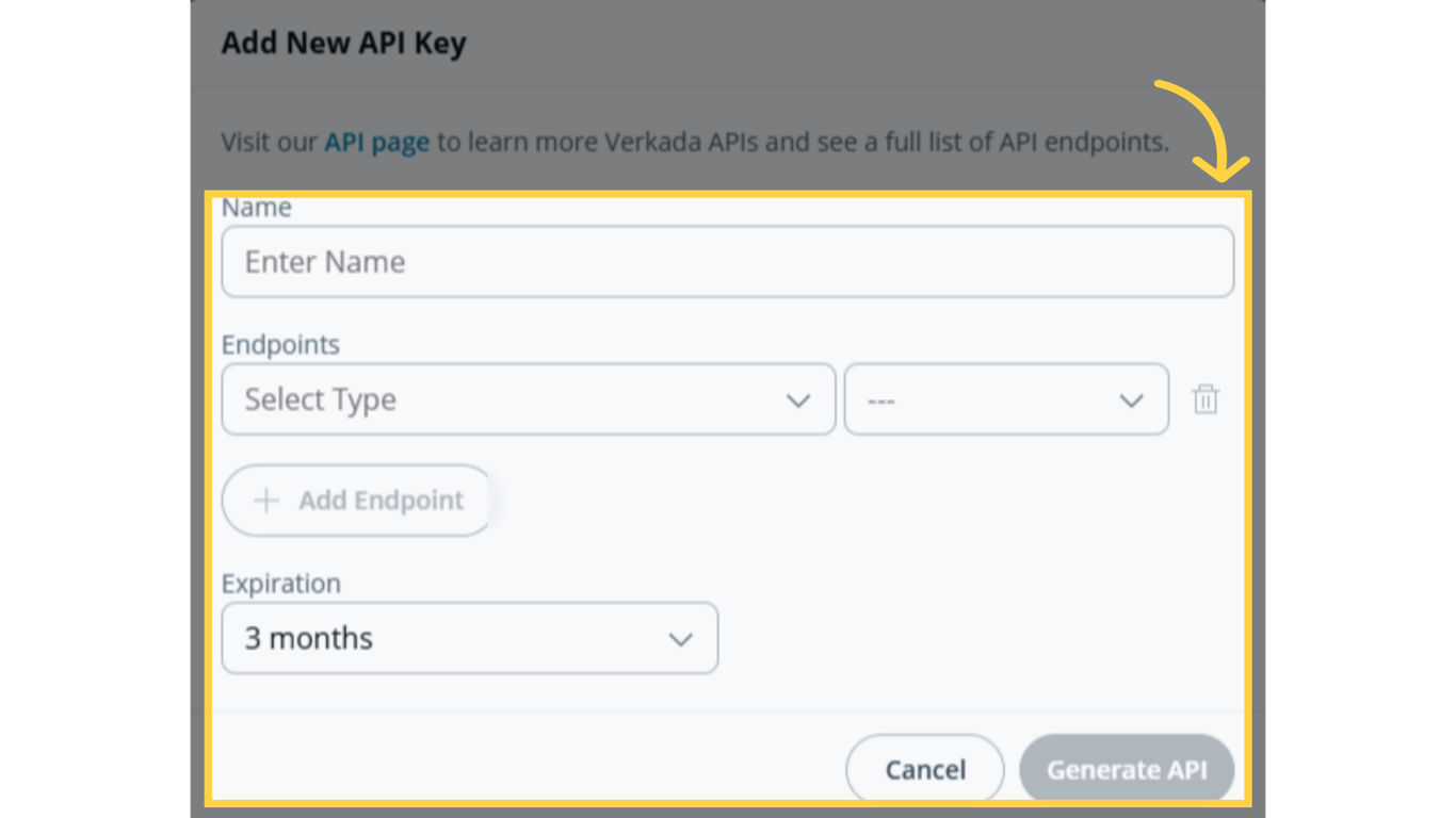 Fill in the required fields, set the permission to 'Read/Write,' and click the 'Generate API' button.