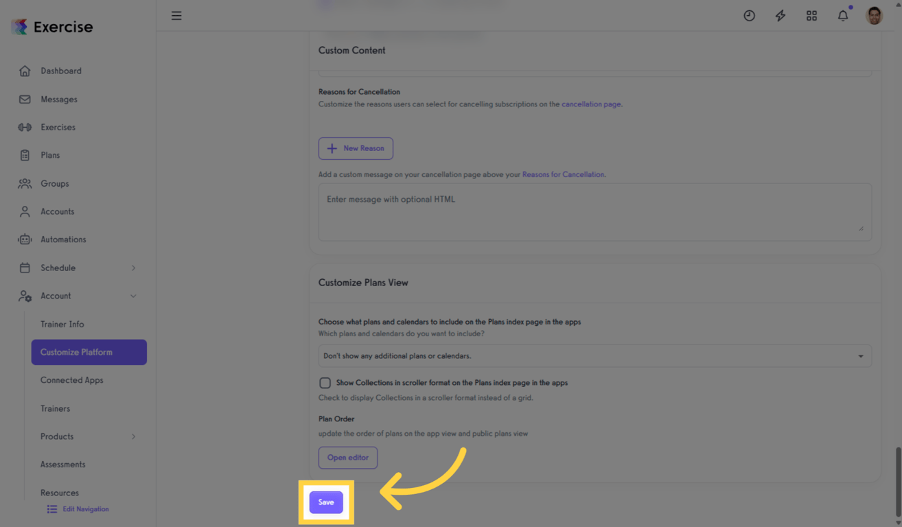 Save filter settings on product page in Exercise.com