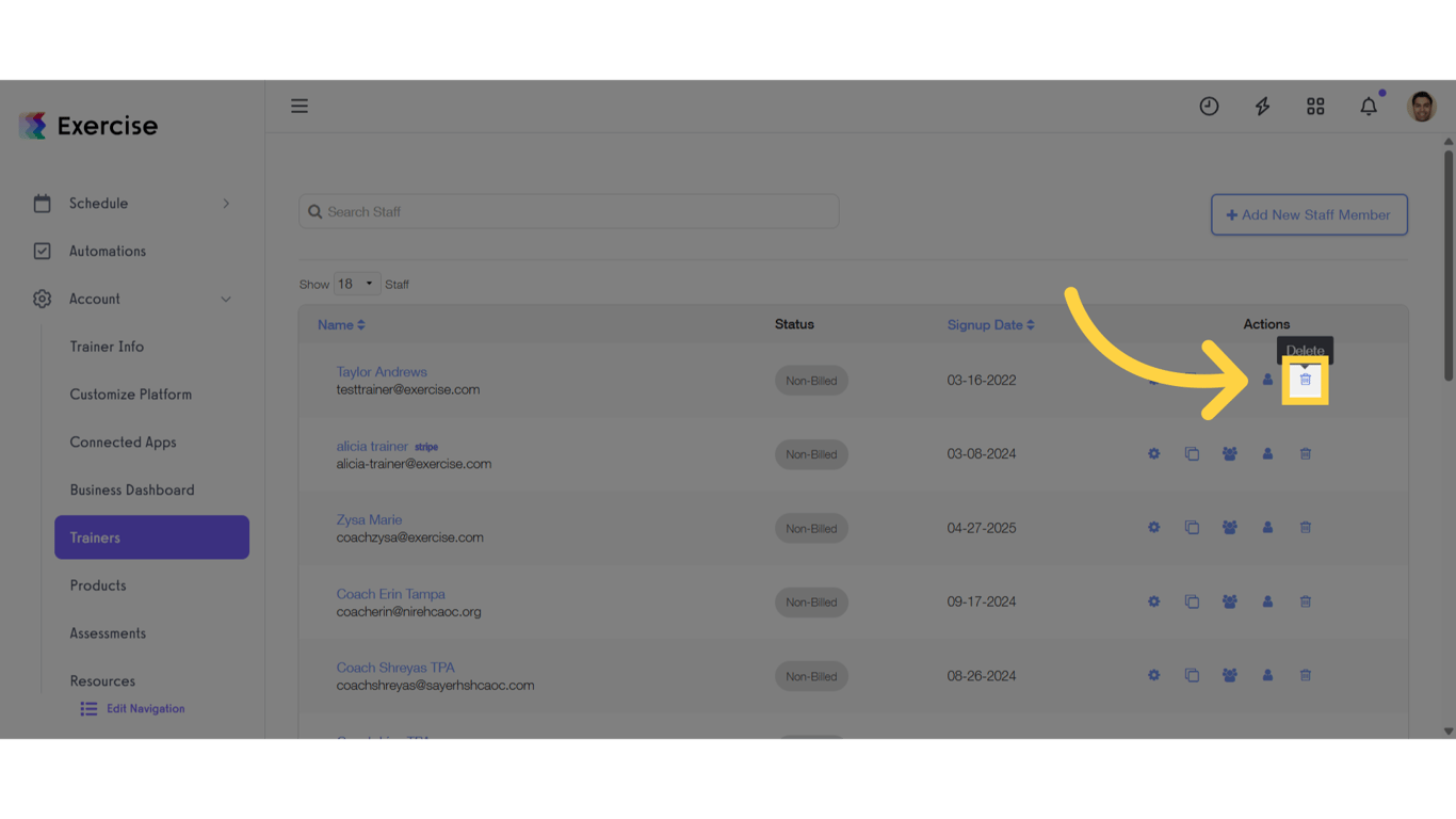 Click the delete icon