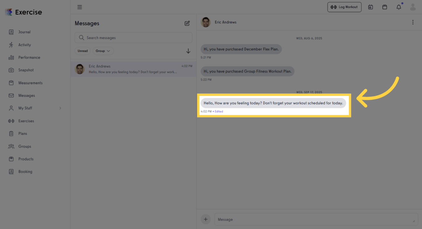 Client's Message View