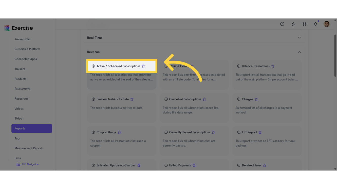 Click 'Active / Scheduled Subscriptions'