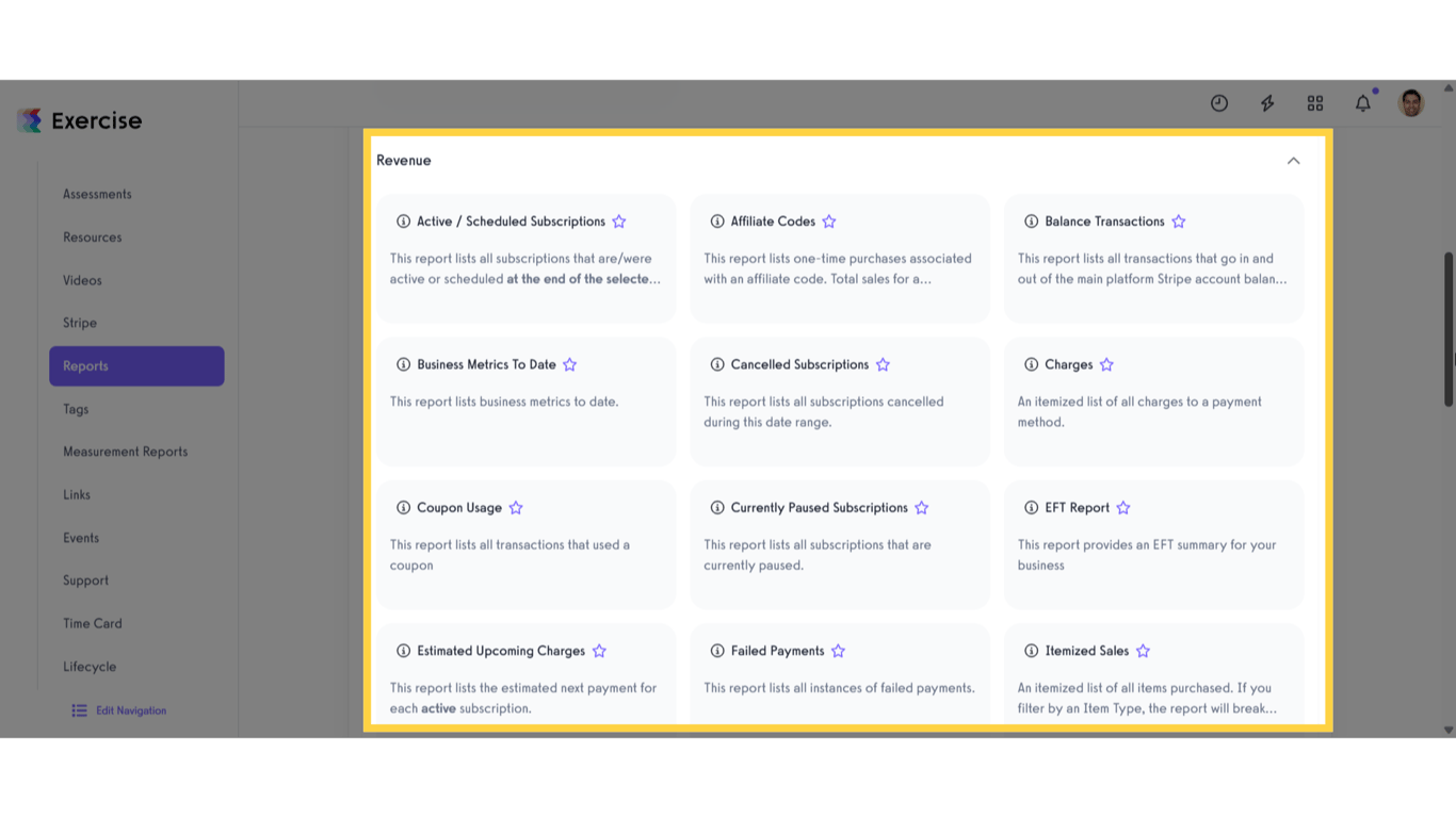 View Revenue Report Section
