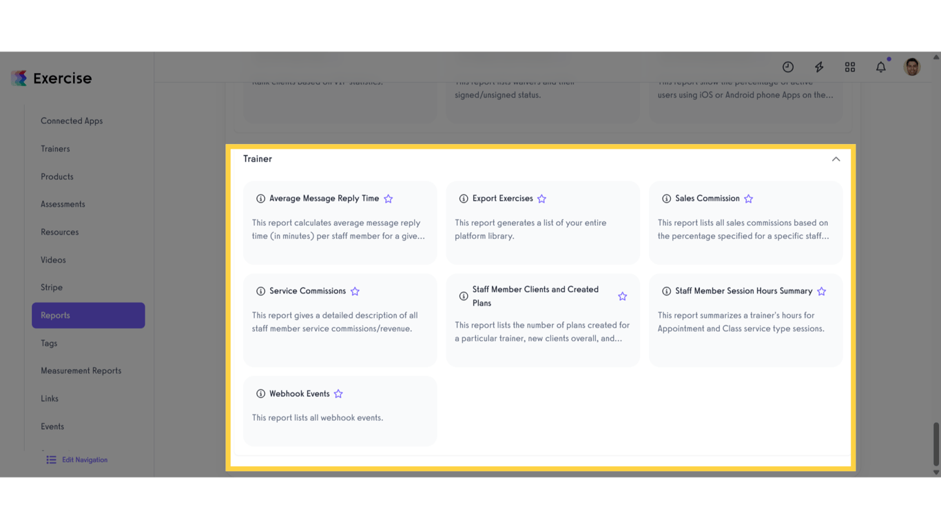 View Trainer Report Section