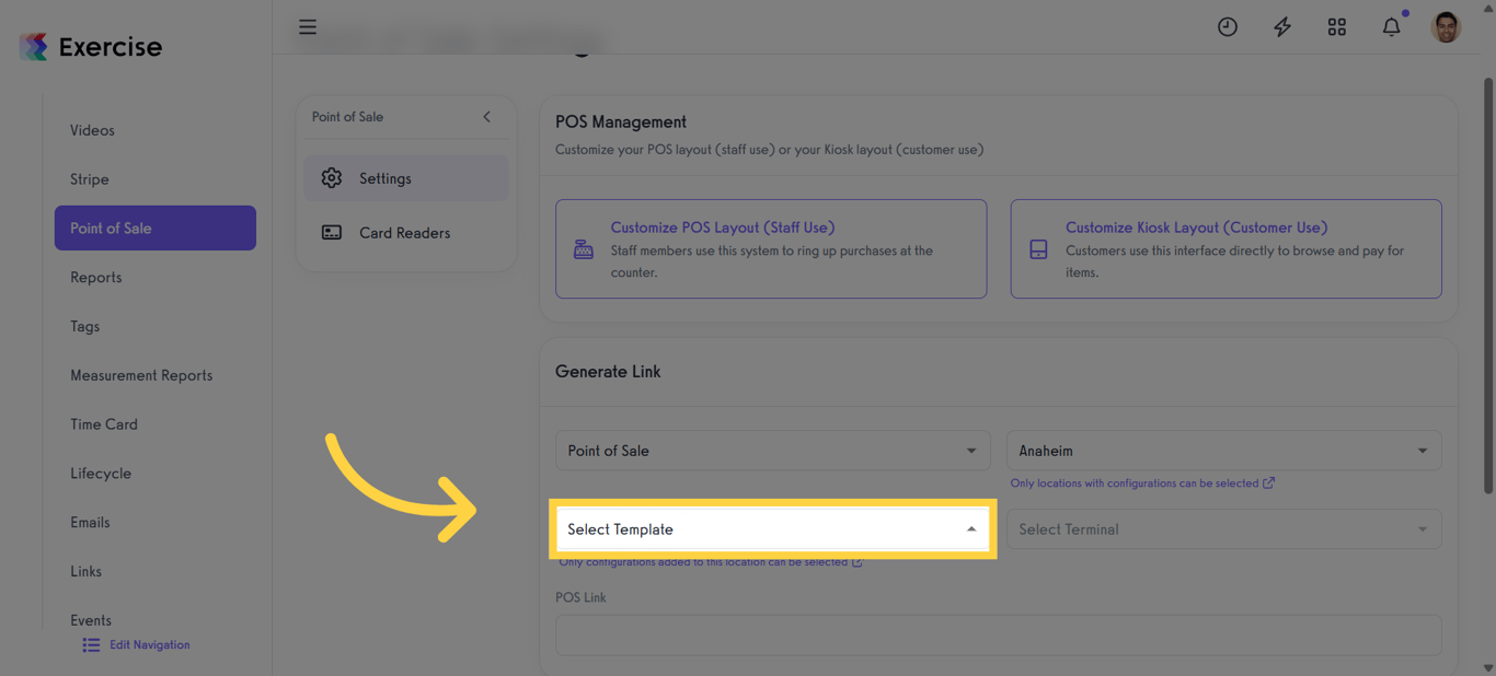 Open Template Selection