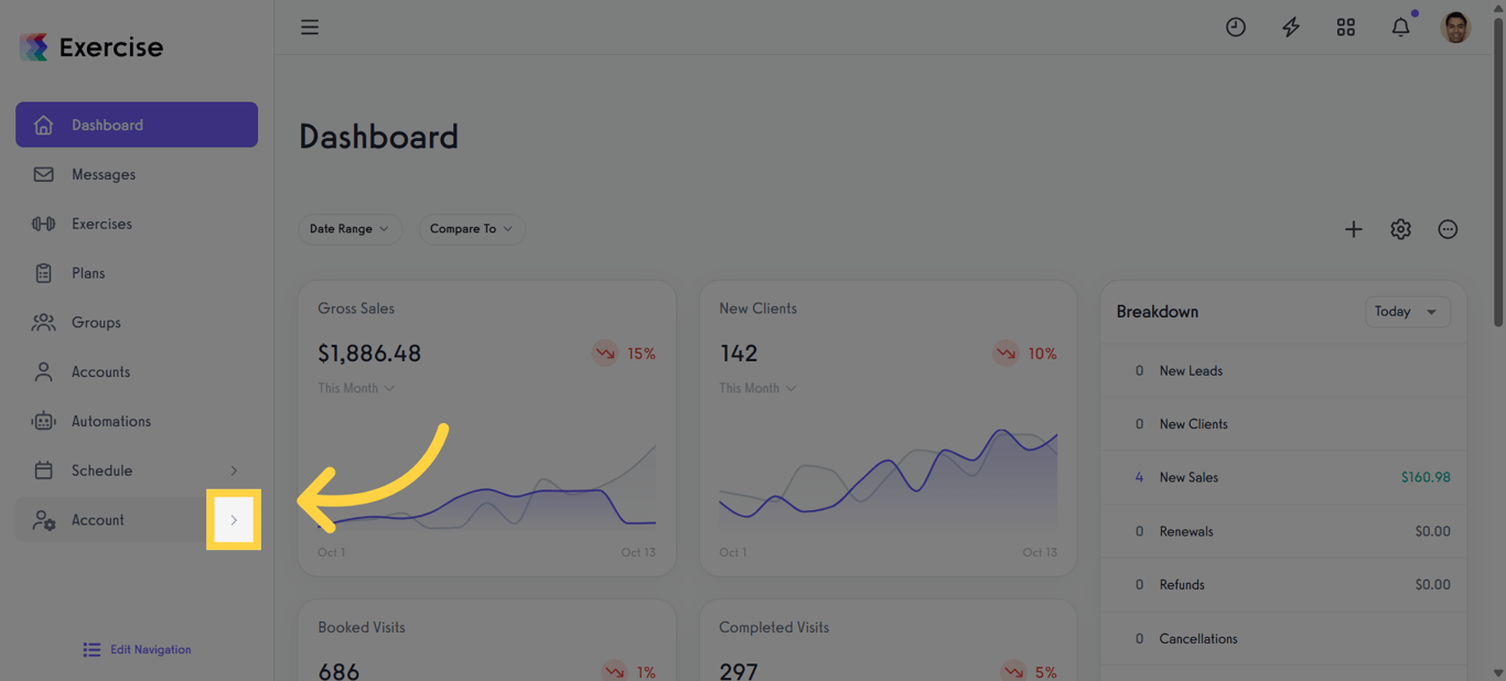 Click the arrow menu.