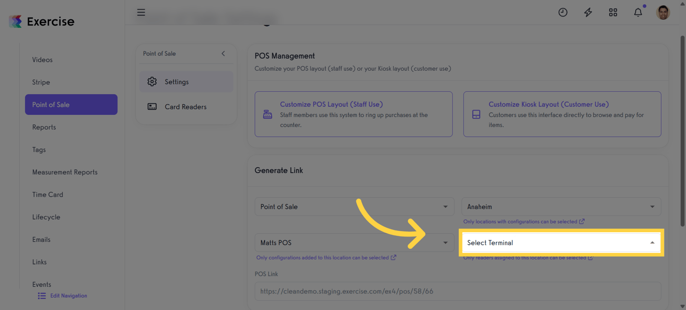Open Terminal Selection