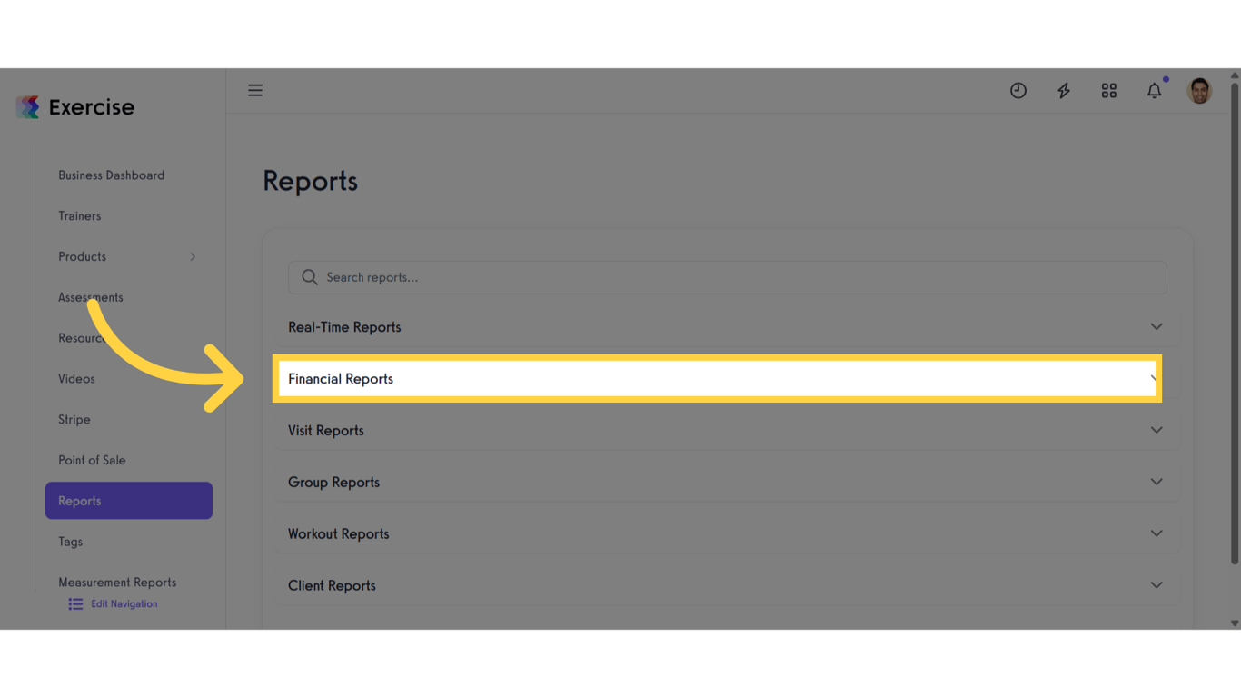 Click 'Financial Reports'