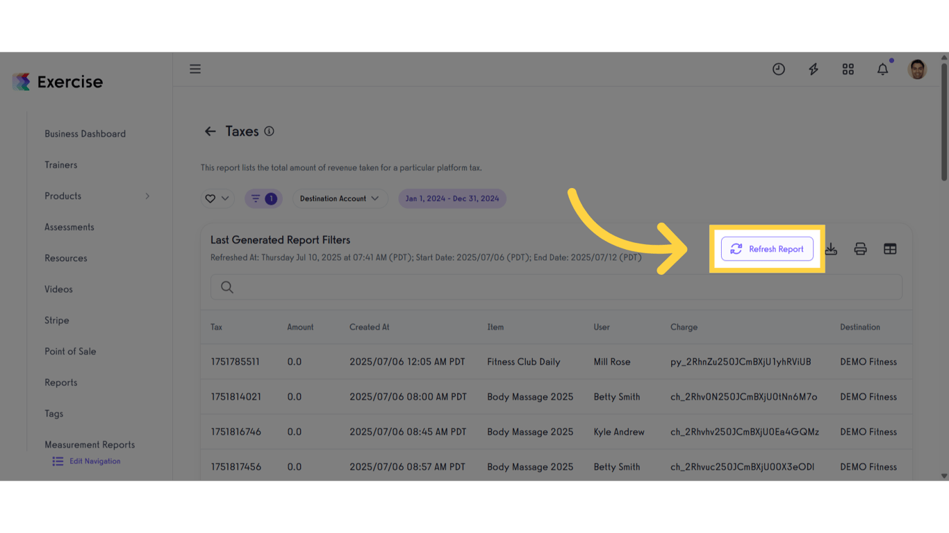 Click 'Refresh Report'