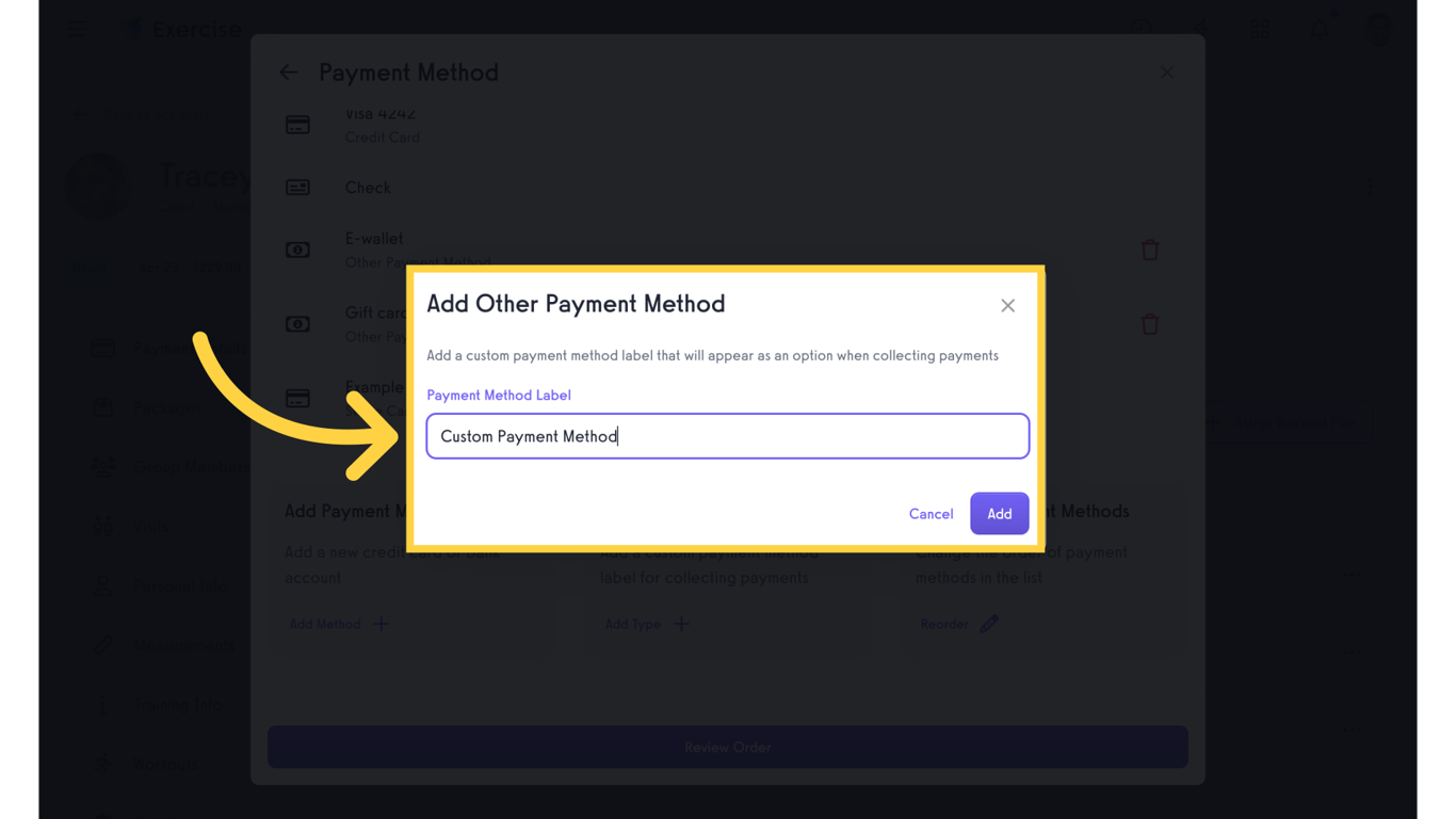 Enter Payment Method Label