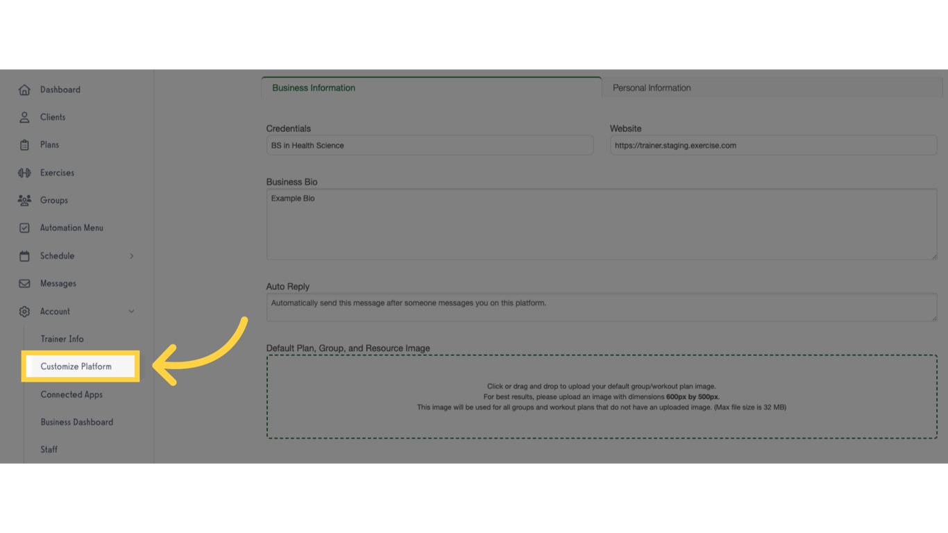 Click 'Customize Platform'.