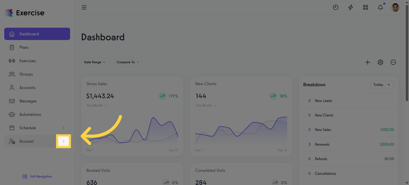 Click the Arrow Icon