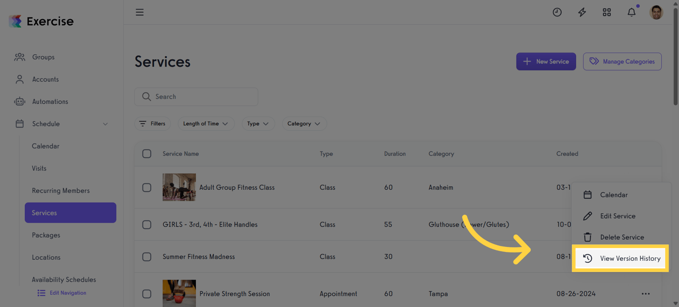 Open Services Version History