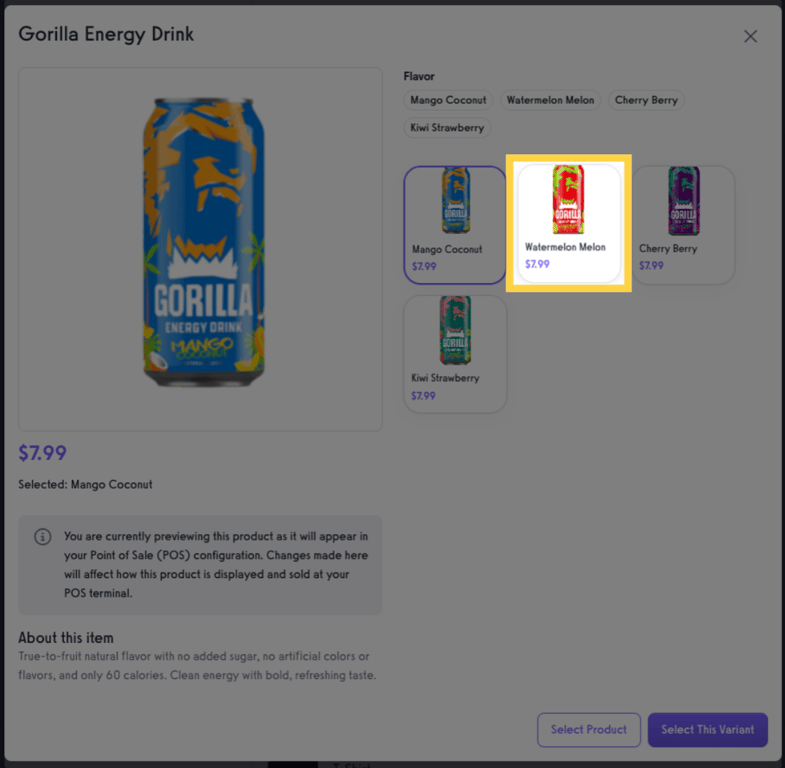Select Specific Product Variant