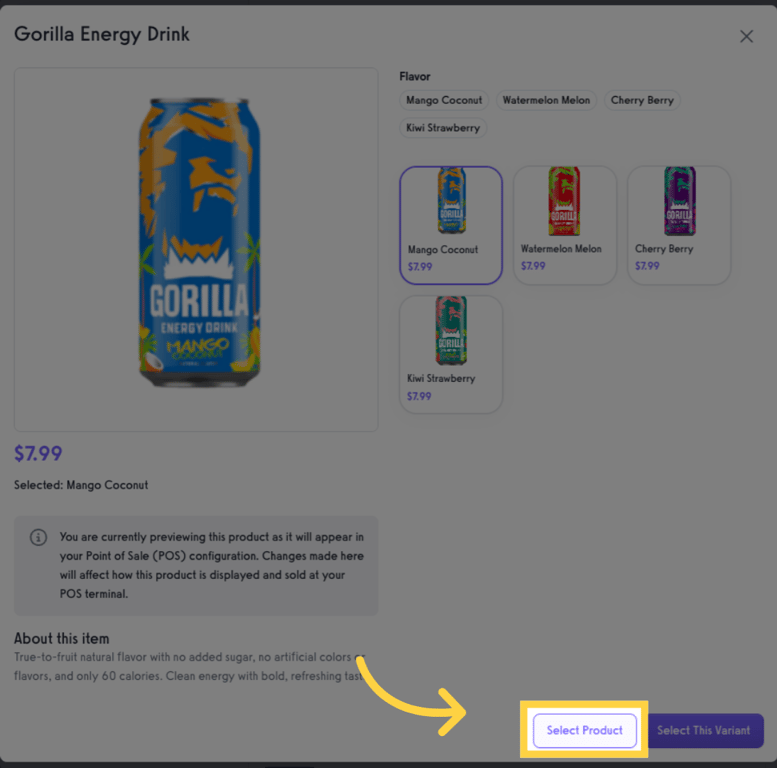 Choose Select Product Option