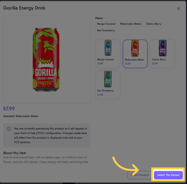 Confirm Variant Selection