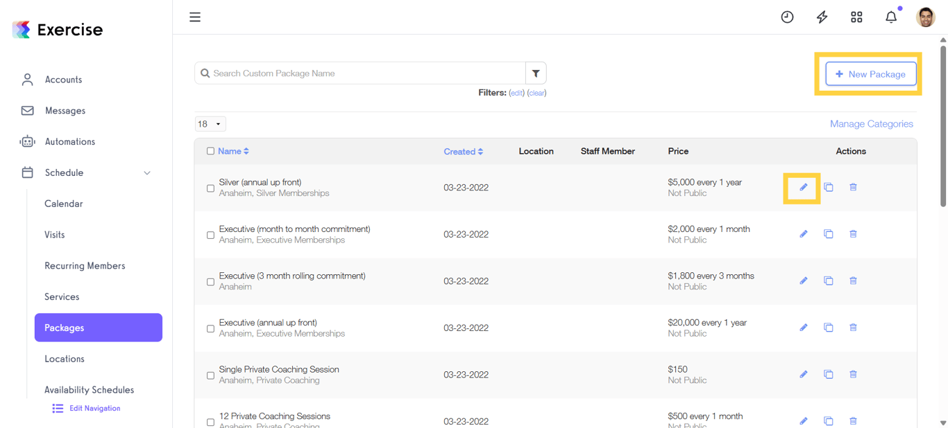 Create or Edit a Package